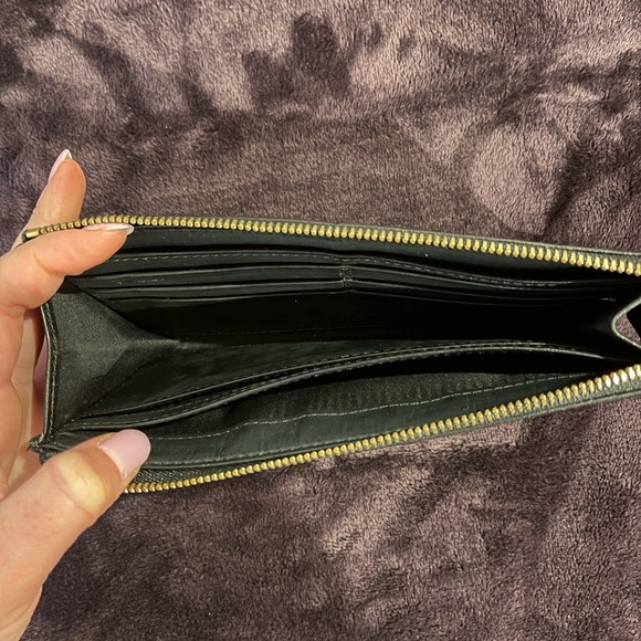 Coach black zip wristlet with gold accents - Picture 2 of 3